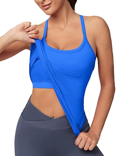 MathCat Workout Tank Tops for Women with Built in Bra, Sleeveless Gym Tops Seamless Racerback Athletic Yoga Shirts